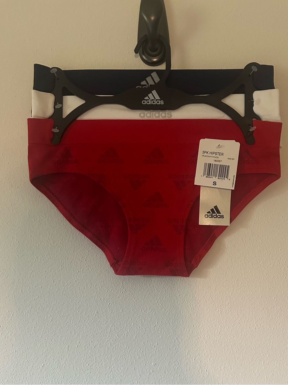 Adidas Womens Seamless Hipster Underwear 3 Pack Red White Navy Small NWT